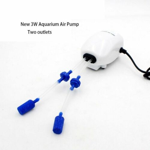 Ultra Quiet Aquarium Air Pump With Two Outlets Fish Tank Mini Oxygen Compressor - Picture 1 of 9