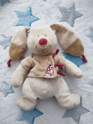DOUDOU PLAT NICOTOY SIMBA TOYS KIABI lapin Bastien beige croix marron