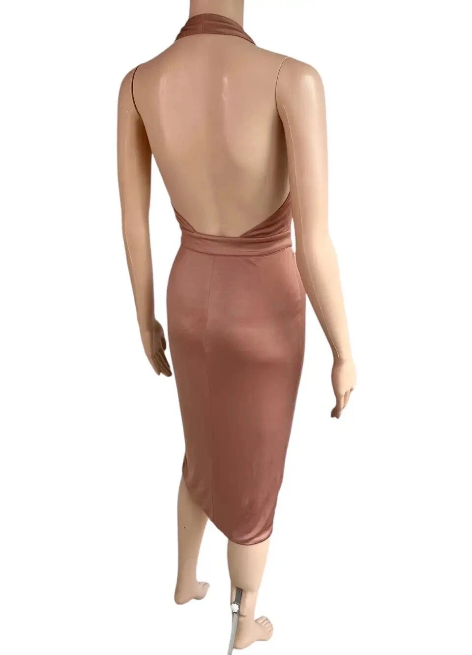 Abito Versace S S 2005 Runway Logo Cintura Tuffo Senza Schienale Avvolgente