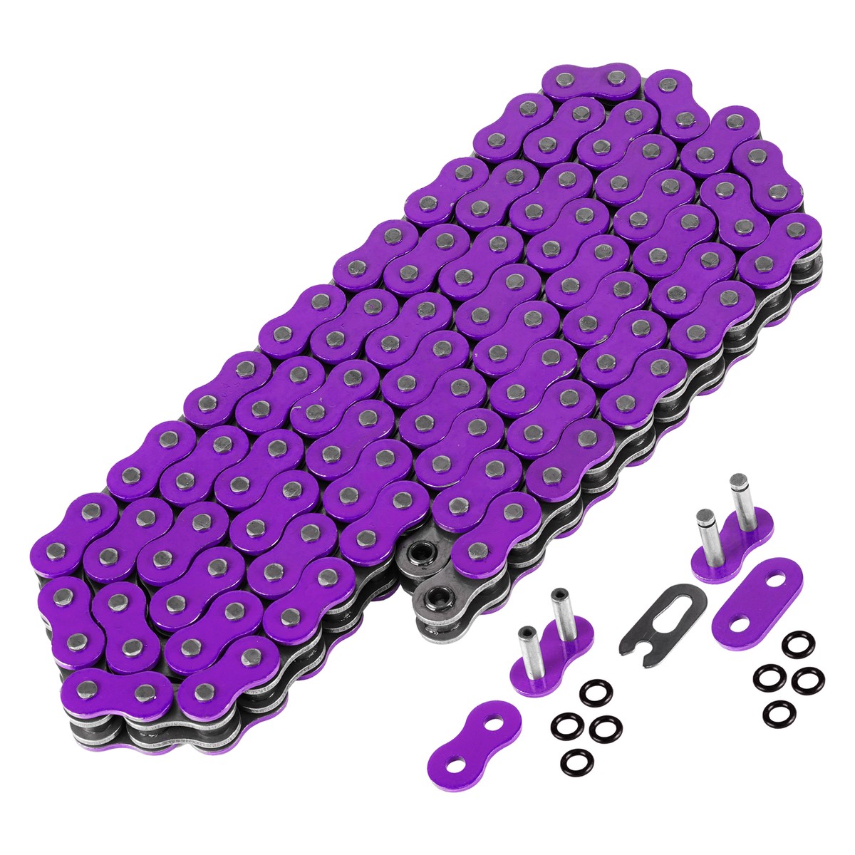 520 Pitch Motorcycle/ATV Drive Chain - 120 Links, Purple Color, Includes Master Links (Rivet & Clip Style)