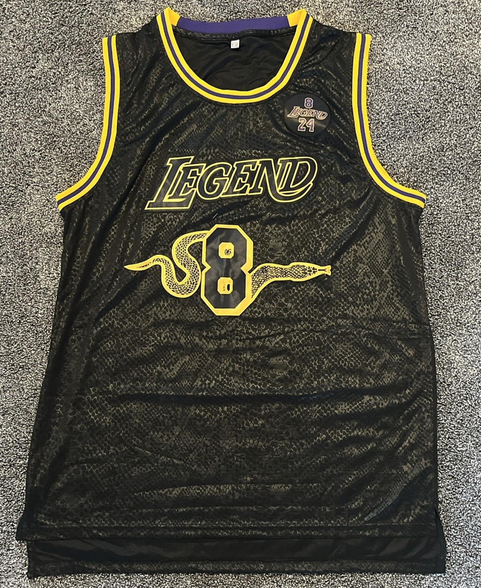 New Kobe Bryant Lakers 8 Snake Skin Legend Jersey Black Gold