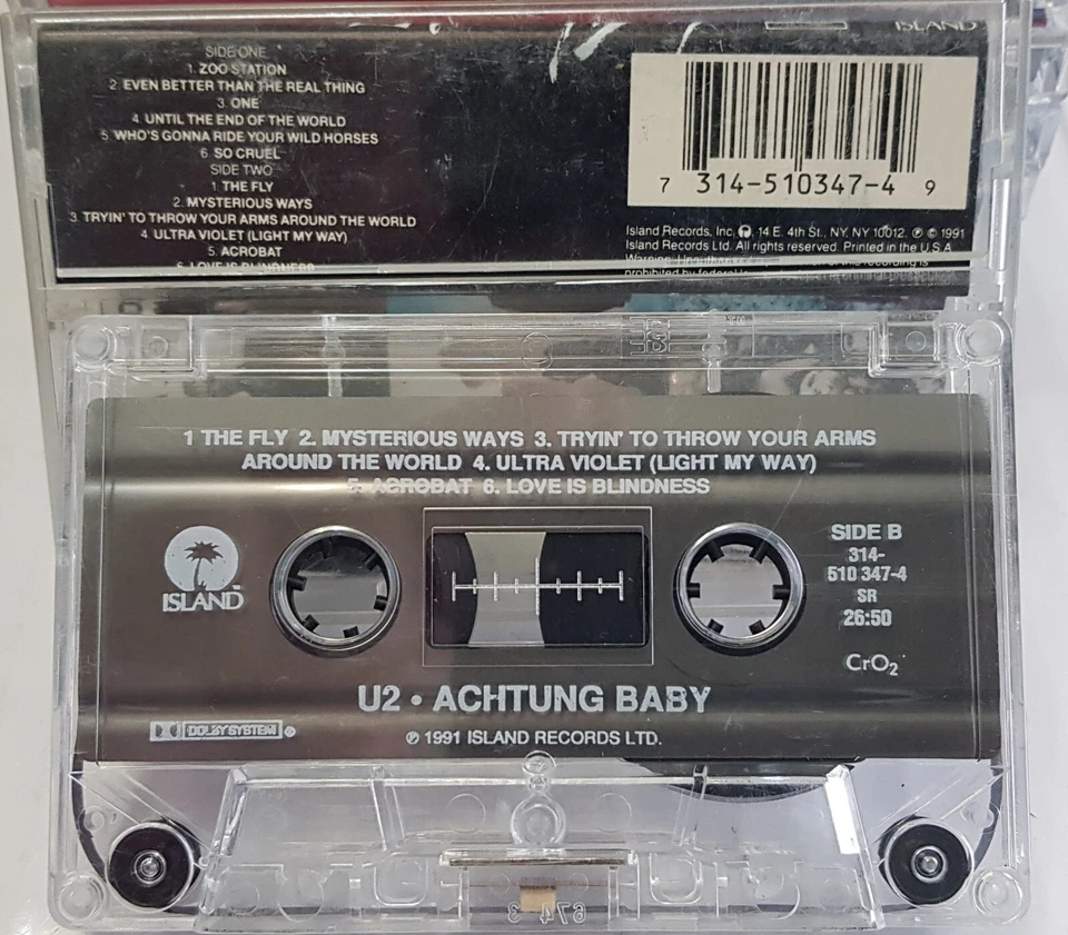 U2 – Achtung Baby - 1991 USA cassette tape excellent, cover G+ - Image 2 of 2