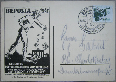 Mi.-Nr. 584 auf Sonderkarte BEPOSTA 1935 mit SST des Verbandes Berlin