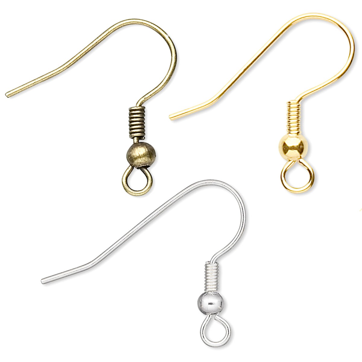 Spring Coil and Ball FISH HOOKS EarWires Earrings Jewellery Findings Brass  DIY