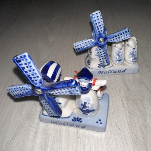 Set Of Two Holland Figurines Iconic Windmill And Shoe Pair Handpainted Souvenirs - Picture 3 of 6