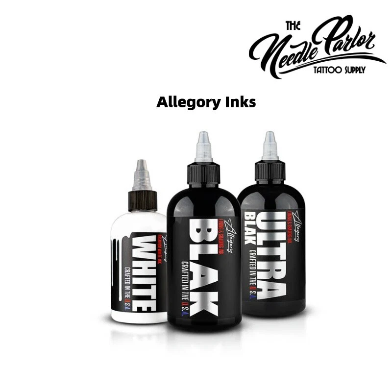 ALLEGORY INKS Allegory Premium Tattoo Ink Blak Black/Ultra Black/ White ( 1oz, 2oz, 4oz, 8oz )