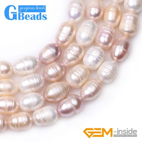 Pink White Purple Freshwater Pearl Rice Beads Jewelry Making 15" 5-6x6-8mm - Picture 157 of 183