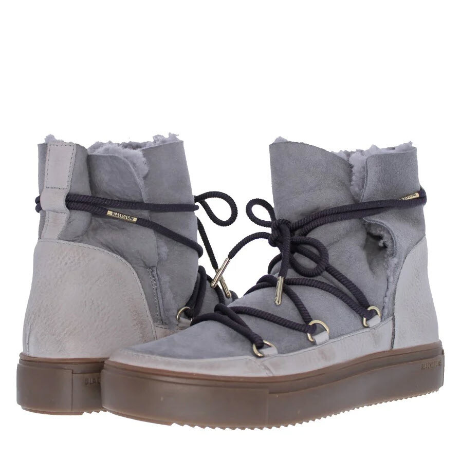 Blackstone Gray and White Leather Boots Blackstone wind chime perforated white sneaker boots 6.5 37  main image 3