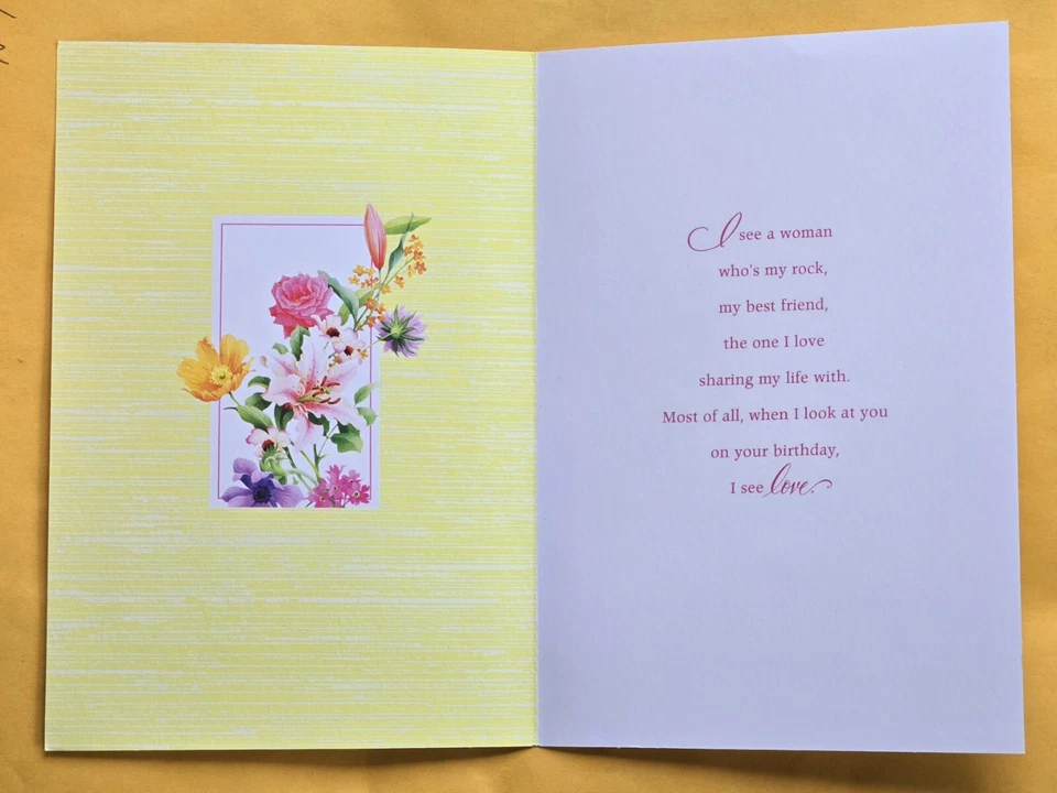 Tarjeta de felicitación de cumpleaños de gran formato "A mi esposa" 5,5x8,0" (+sobre) Foto 2 de 4