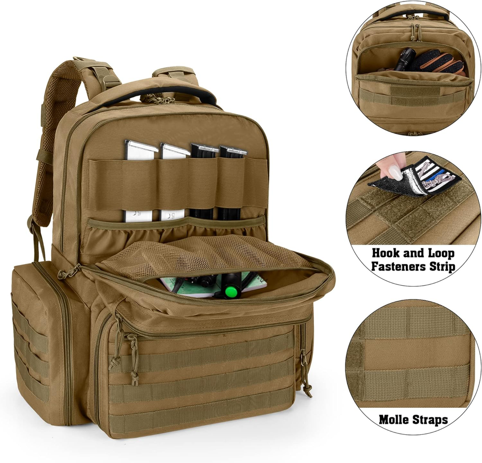 DSLEAF Tactical Pistol Backpack with 6 Pistol Cases, Gun Range Backpack