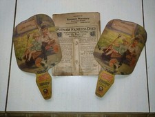 Lot of 3 Vintage Hand Held Cardboard Advertisement Fans Item 400 