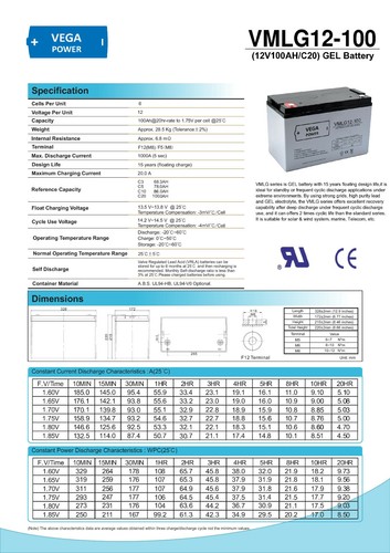 2 Stück 12V 100Ah Gel Solarbatterie Batterie Akku - Solar USV Wohnmobil C20 - Photo 4/5