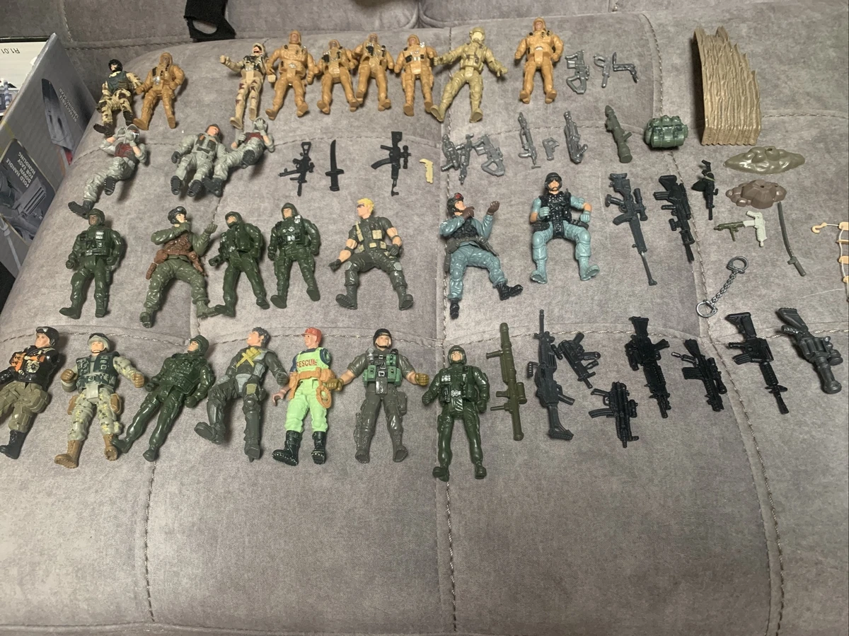 Huge Military 4” Action Figure lot Jointed army navy Soldier Toys  accessories