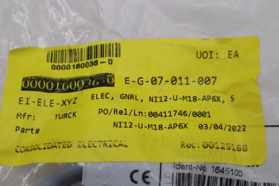 **NEW** TURCK INDUCTIVE SENSOR Ni12-U-M18-AP6X (1645100) STOCK G981A - Image 2 of 3