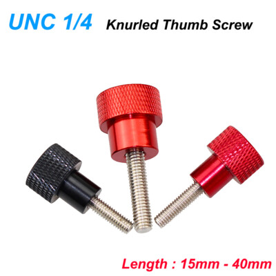 UNC Knurled Thumb Screw 1/4 Grip Knob Aluminum Head & Stainless Steel Thread Rod