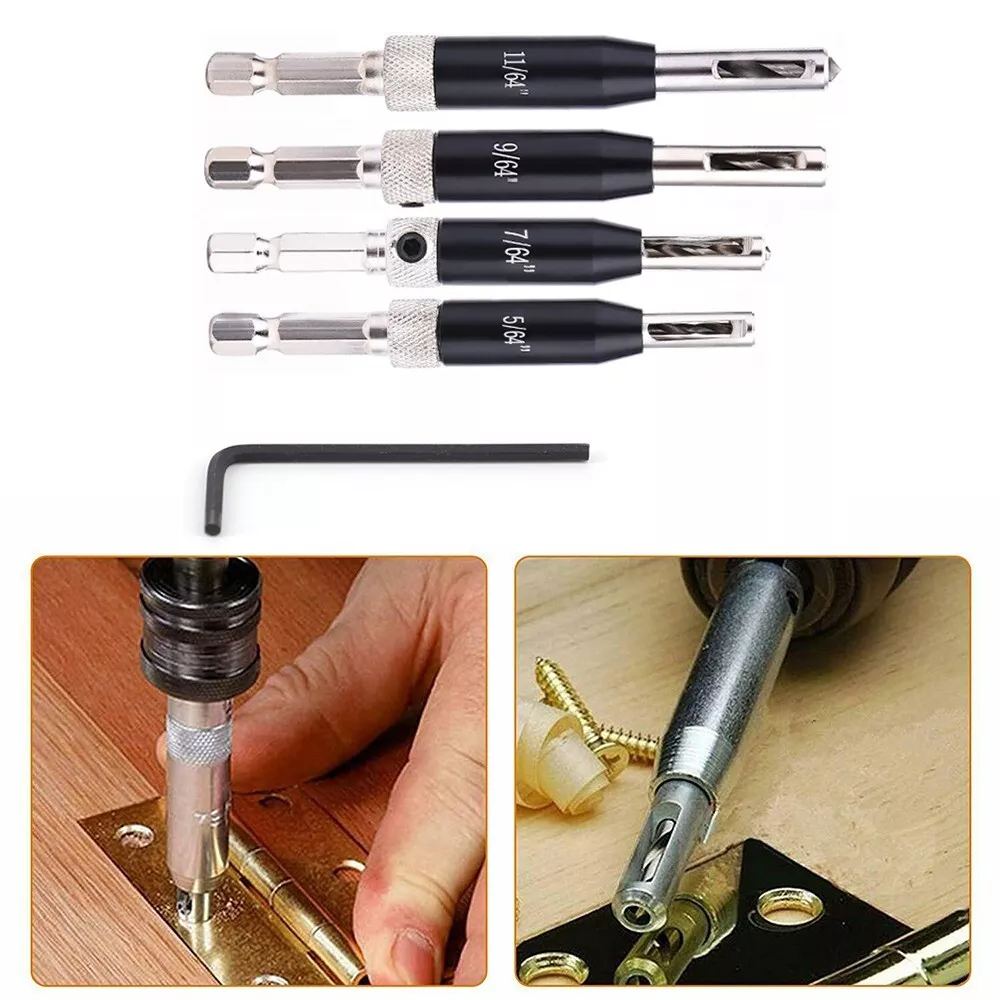 Self Centering Lock Hinge Drill Bit Set Hardware Drawer Pilot Hole
