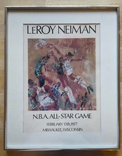 LeRoy Neiman Lithograph NBA All Star Game 1977 Milwaukee Under Glass & Framed!