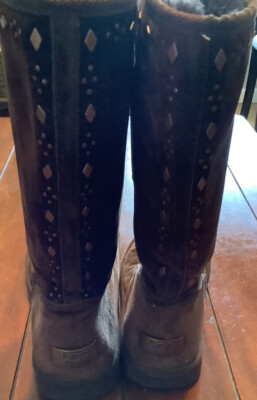 UGG Australia Joplin # 5544 Brown studded suede zip up boots size