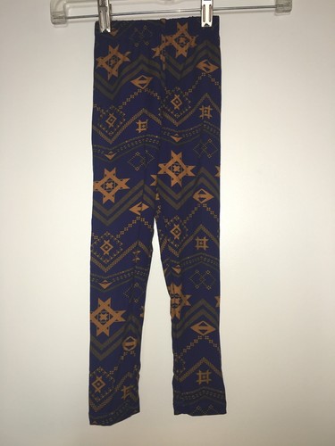 LULAROE leggings S / M Leggings Navy Blue Brown Star Quilted Pattern Unicorn - Picture 7 of 12