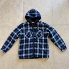 Supreme Mens Plaid Hooded Zip Jacket Sherpa L...