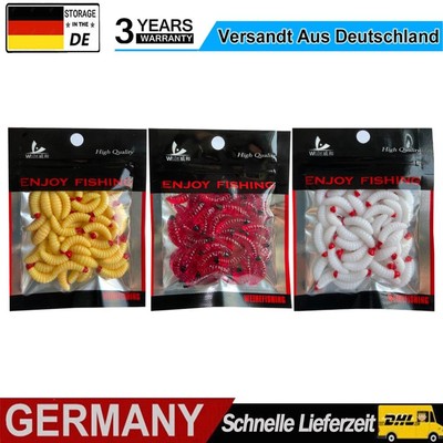 50Pcs Swim Baits Artificial Soft Maggot Baits Fake Worms for Crappie Bass Trout