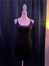 Black Lace-Trim Slip Dress / Chemise Size L NWT