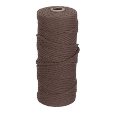 3mm x 109 Yard Brown Natural Cotton Macrame Rope, 2 Strands