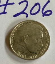 1936  A  German Third Reich Silver Coin 5 Reichsmark Hindenburg w/Eagle