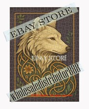 500 piece jigsaw puzzle Celtic Wolf Portrait folk fantasy