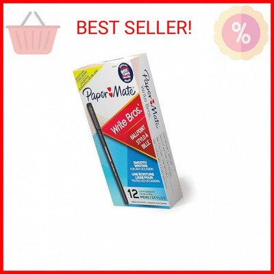 Paper Mate  Ballpoint Stick Pens, Medium Point, 1.0 mm, Black Barrel, Black Ink,