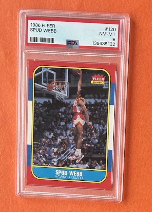 1986-87 Fleer Spud Webb Rookie RC #120 Hawks PSA 8 Newly Graded