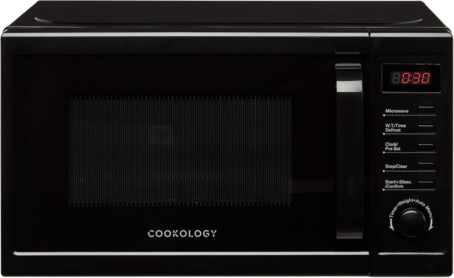 Black 20L Freestanding Digital Microwave 800W 8 Functions Quick Defrost
