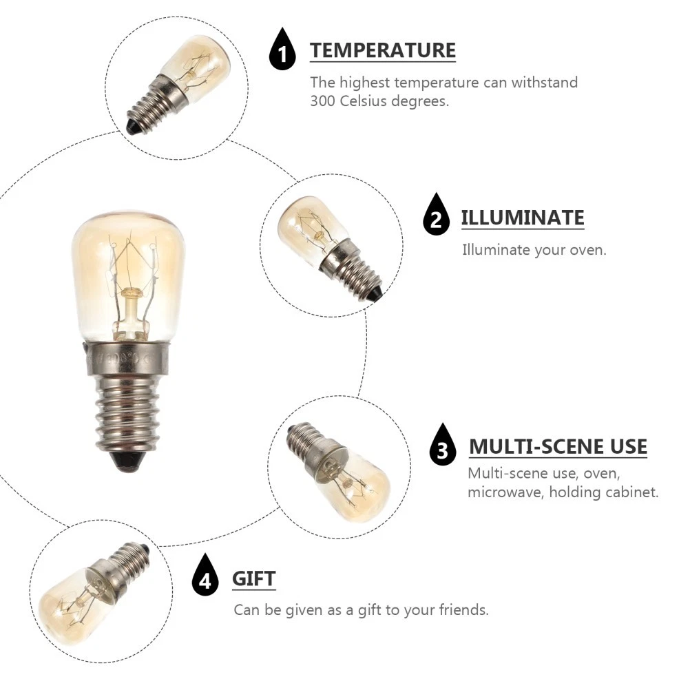 3 Pcs Halogen Oven Lamp Appliance Light Bulb E14 25 W Heat Resistant