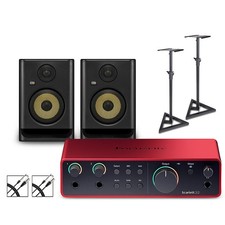 Focusrite 2i2 Gen4 with KRK ROKIT G5 Studio Monitor Pair w/Stands/Cables ROKIT 5