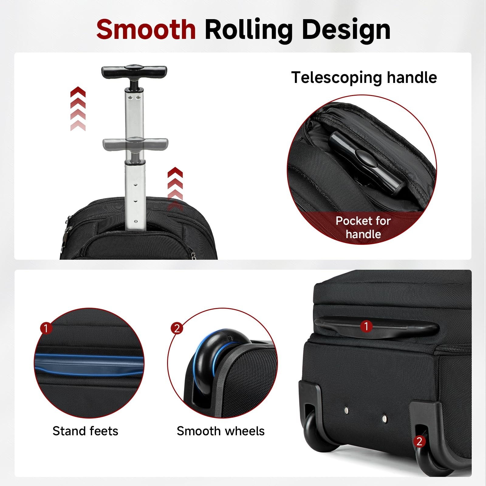 Rolling Backpack 45L Backpack with Wheels, 17.3 I… - image 4