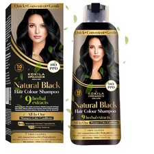 Kokila No PPD Hair Color Shampoo Black 400ml Ammonia Free with Gloves