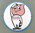 VINTAGE ESSO BOY 12" GASOLINE MOTOR OIL GAS PUMP STATION PORCELAIN DIE CUT SIGN