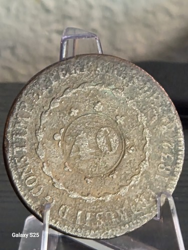 Brazil 40 Reis Countermark On 80 Reis Pedro II 1831-R