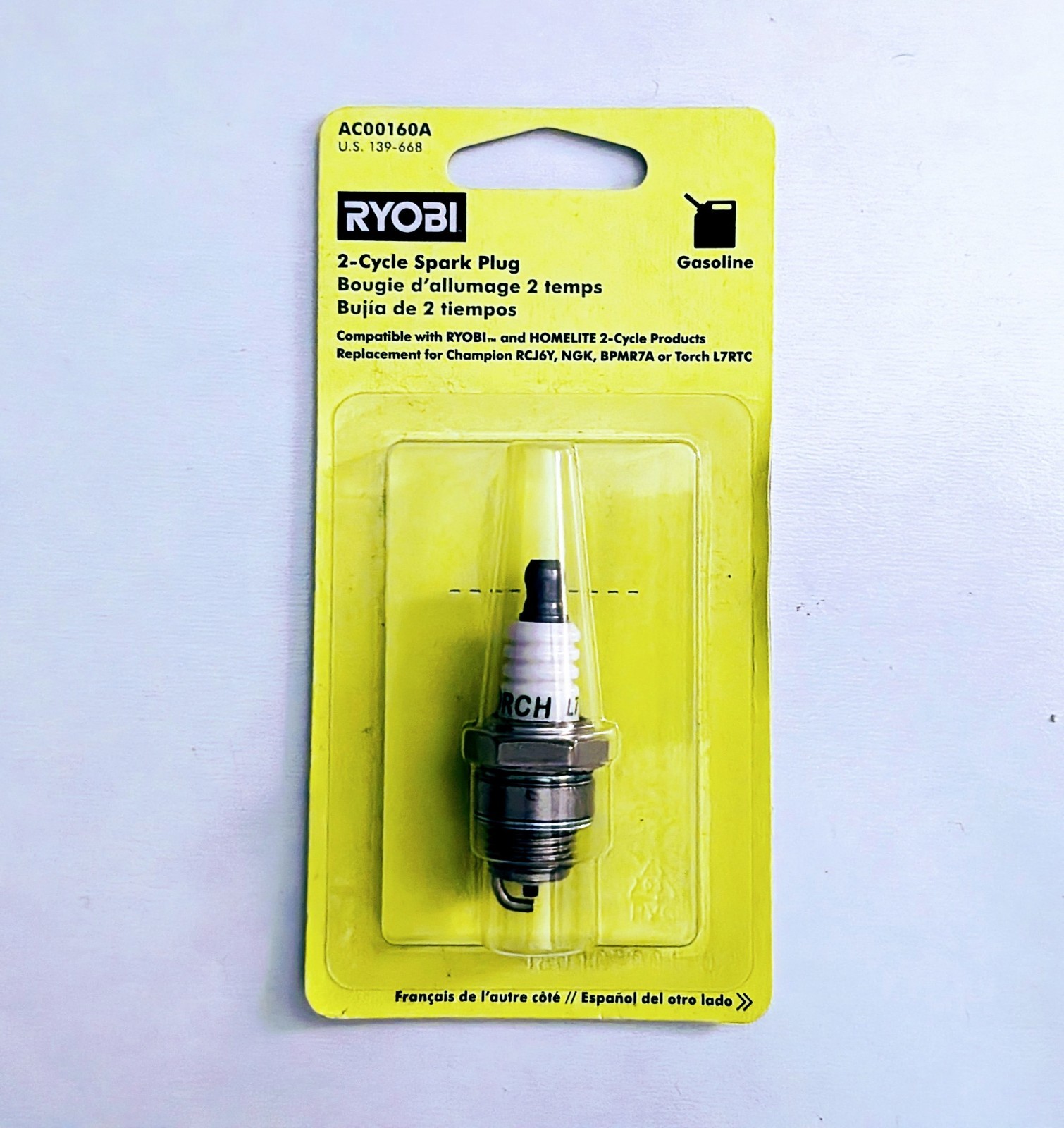 Ryobi 2-Cycle Spark Plug AC00160A Compatible w/Ryobi & Homel