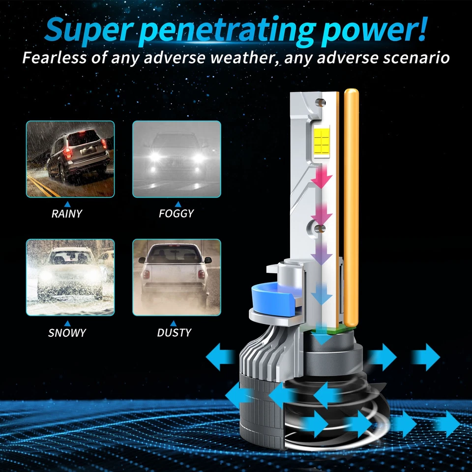 For Peterbilt 389 2008-2022 Combo 4x High Low Beam LED Headlights Lamp Bulb KIT - Image 4 of 4