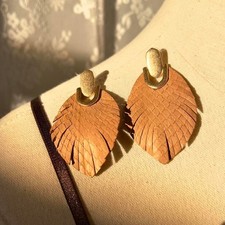 Feather Style Boho Earrings Gold Hardware