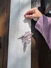 Pink Hummingbird Stained Glass Sun catcher Handmade