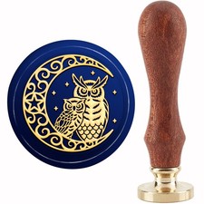 Owl Wax Seal Stamp Moon Stars Vintage Sealing Wax Stamps 30mm Removable Brass...