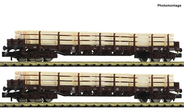 Fleischmann 6660048 N 2Er Set Rungenwagen + Holz-Ladung Ep. V ÖBb-image