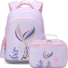 Girls Backpack for School Bookbag Kindergarten Elementary Backpack Lunch Box Set