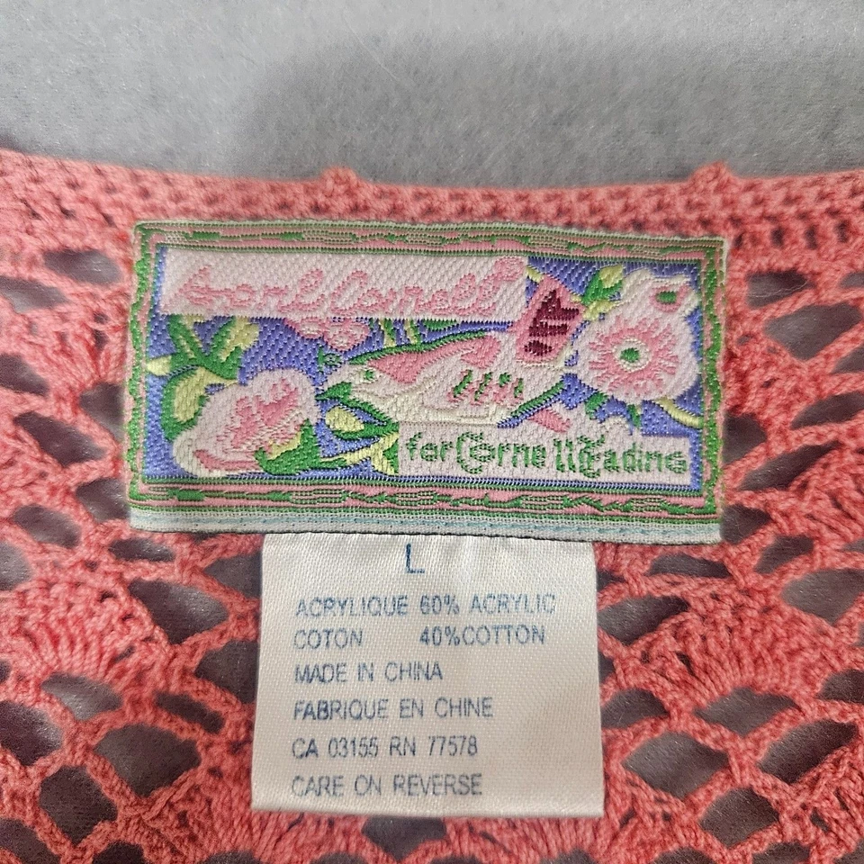 Cárdigan April Cornell Crochet Rosa Bordado Floral Talla Grande Foto 2 de 4