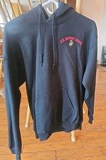 Gildan Heavy Blend US Marine Corps Hoodie Embroidered Pullover Sweatshirt Med..