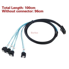 MiniSAS SFF-8087 to 4xSATA 90 Degree Right Angle Forward Breakout Cable 3.3ft/1m
