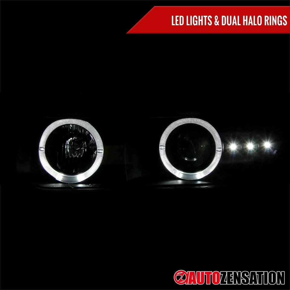 Fit 99-02 Silverado 00-06 Tahoe LED Halo Black Projector Headlights+Bumper Lamps Foto 4 de 4