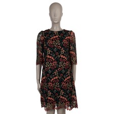 73621 auth DOLCE & GABBANA green orange cotton 2014 KEY & FLORAL LACE Dress 42 M